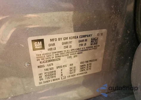 2019 Buick Encore Preferred из США, поврежденный, VIN KL4CJESB6KB825256